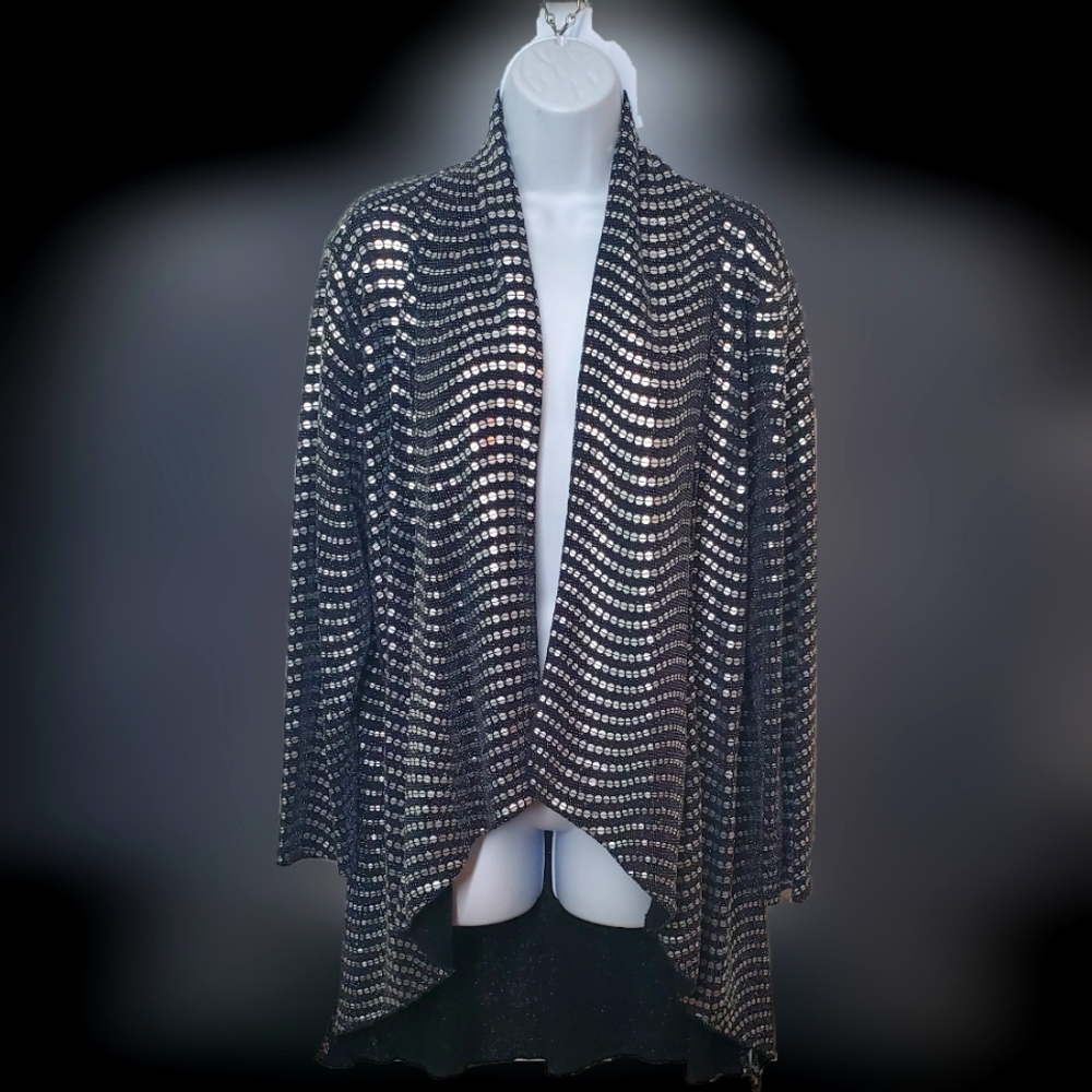 Jostar black with silver Sequin throw over top